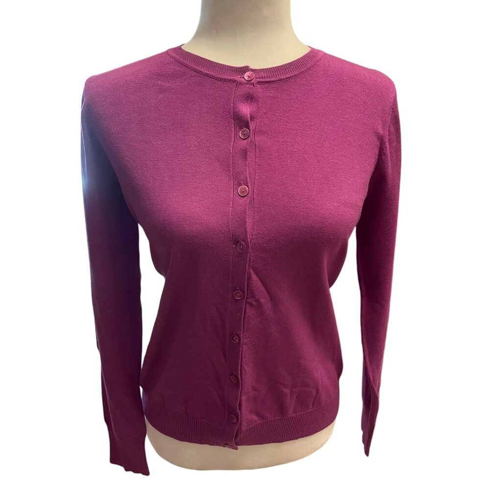 August Silk Purple Cardigan Sweater Size Large